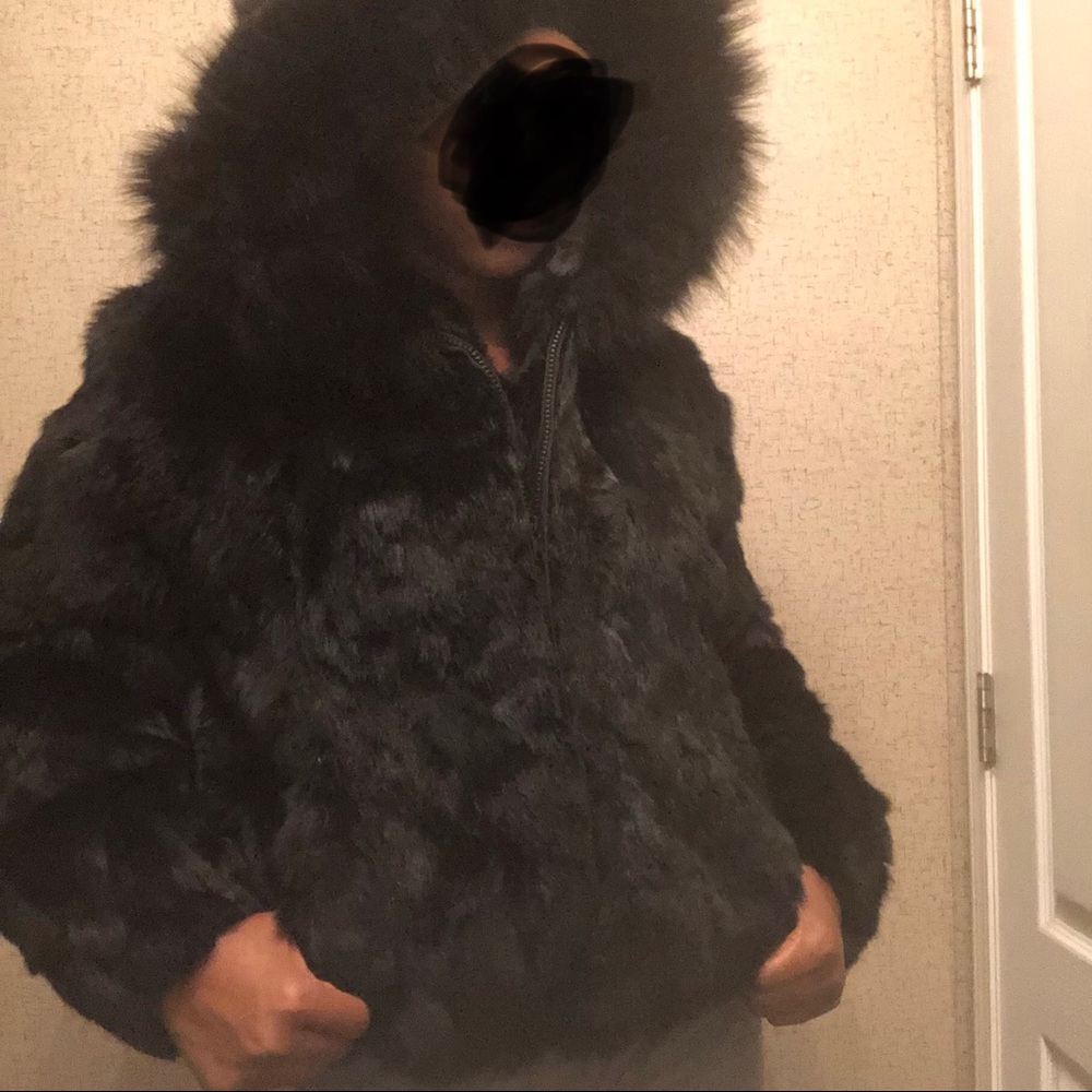 Knoles & Carter Rabbit Fur hooded coat